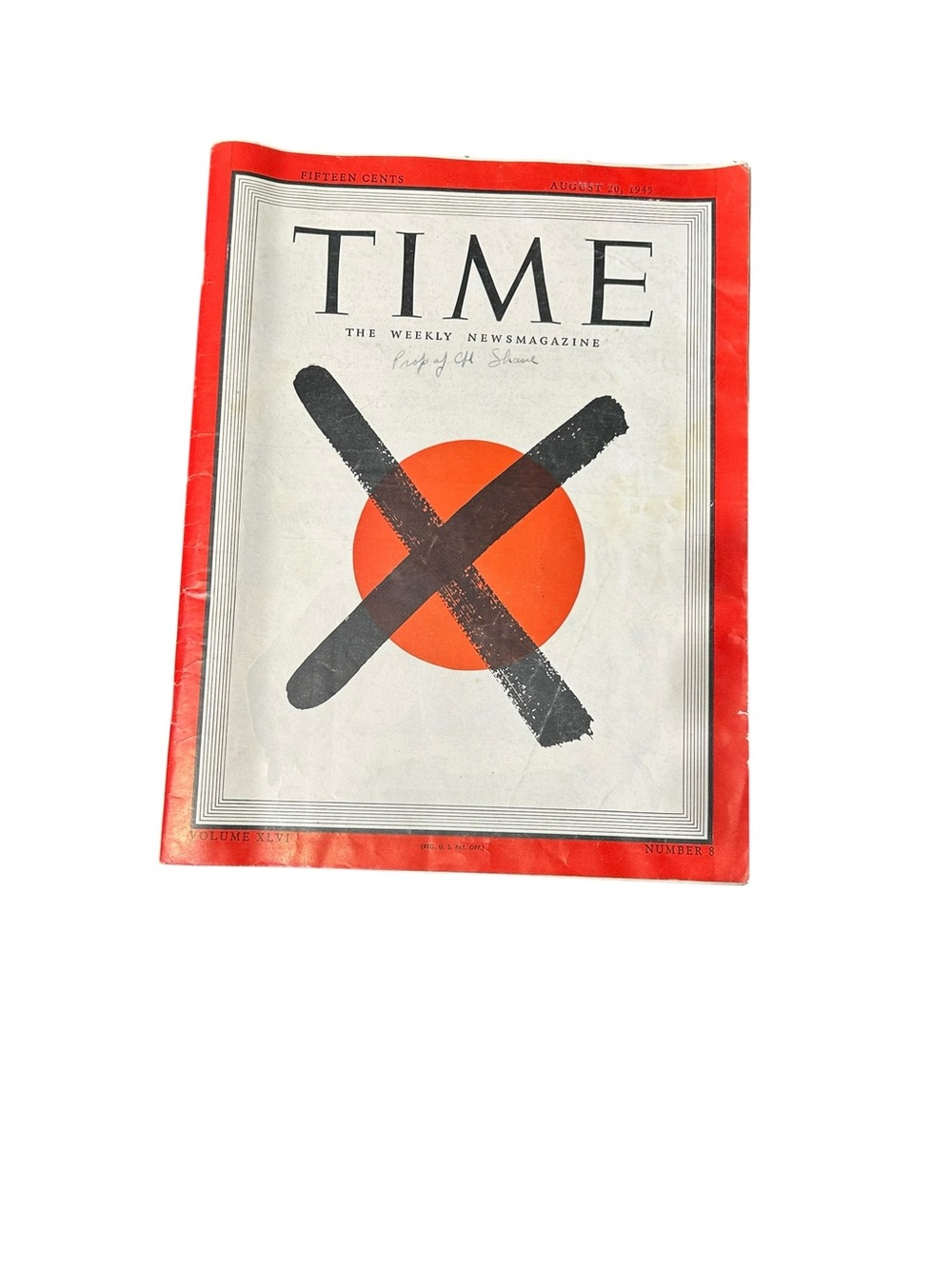 Time Magazine August 20, 1945 WW2 Japan's Surrender Rising Sun Crossed Out